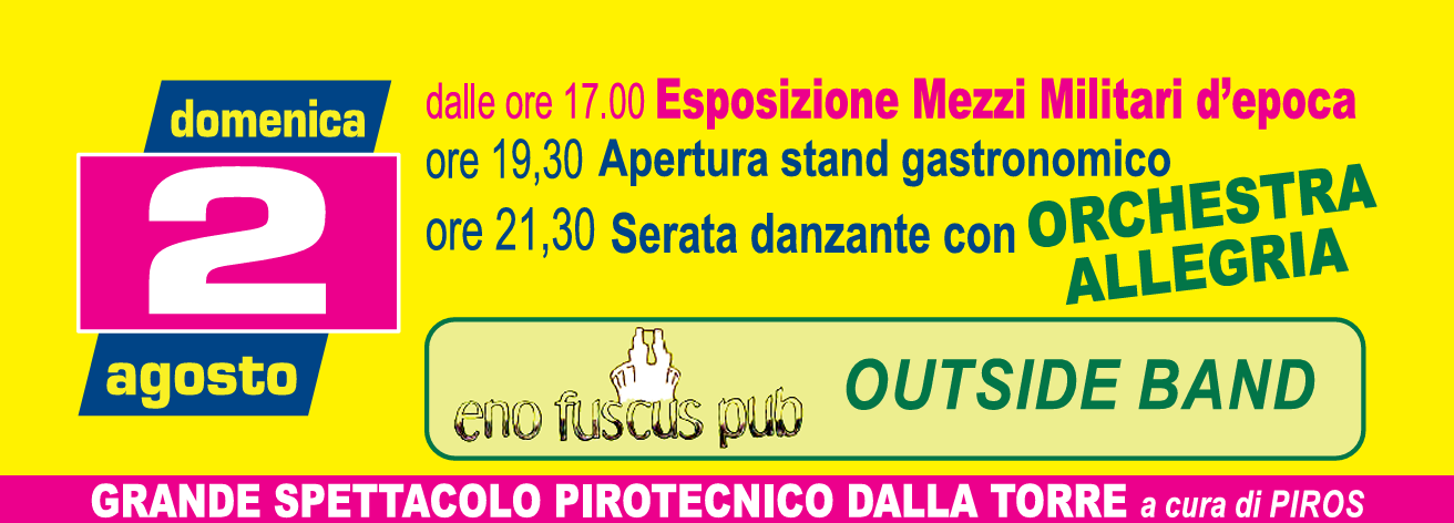 Programma della serata del 2 agosto